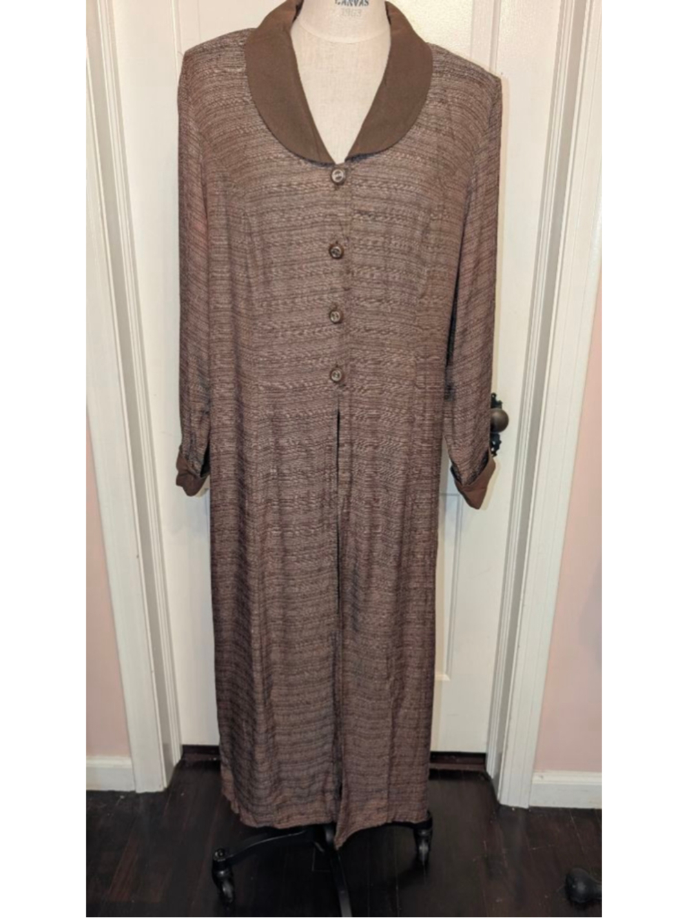 vintage 80's Alix Taylor Brown Long Sleeve dusterPlus Size 16